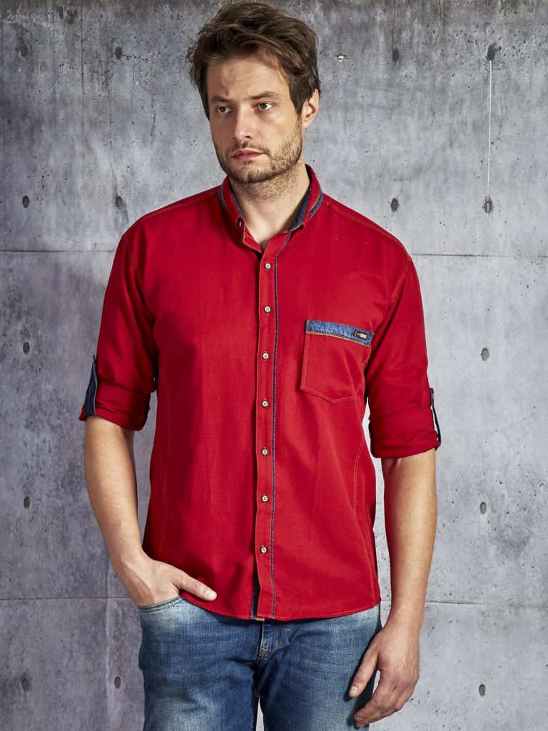 czerwona koszula męska elegancka moda męska