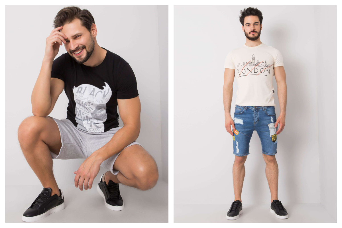 t-shirty i szorty z nowej kolekcji w hurtowni ubrań męskich na lato